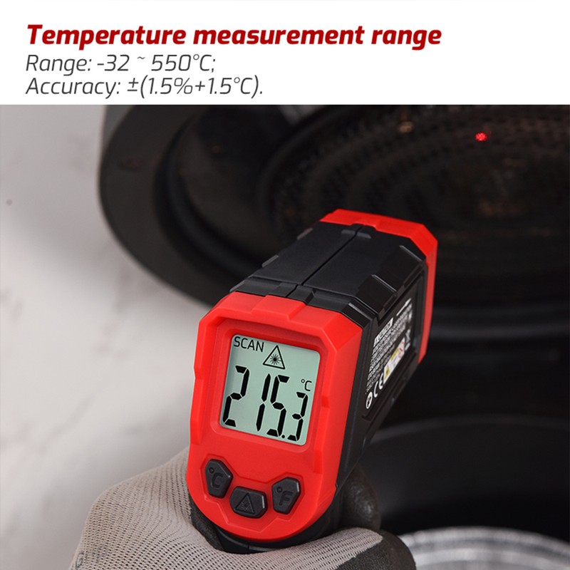 TASI Infrared Thermometer -32℃~400℃/-25.6℉~752℉ Non-contact Digital Laser Thermometer for Cooking