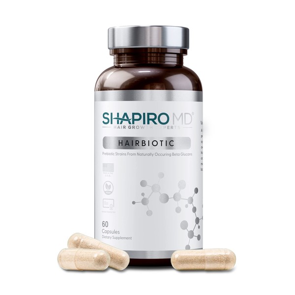 Prebiotic Supplement for Healthy Hair - Vegan Capsules with 3 Naturally-Occurring Beta Glucans to Address Nutritional Factors Behind Hair Strength and Growth - Hairbiotic by Shapiro MD (60 Capsules)