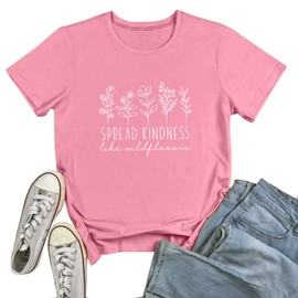 ROSEPARK Womens Graphic Tees Spread Kindness Cute T Shirts Pink X-Large