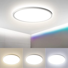 OTREN OTREN LED Deckenlampe Flach 2400LM, Rund Badlampe 3000K-6000K, Deckenleuchte Panel fr Bad Schlafzimmer Flur Kche Wohnzimmer Balkon, ?30CM, IP44