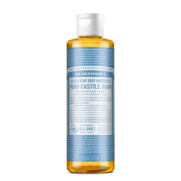 Dr Bronners - 18 in 1 Pure Castile Liquid Soap - Baby Unscented (237ml)