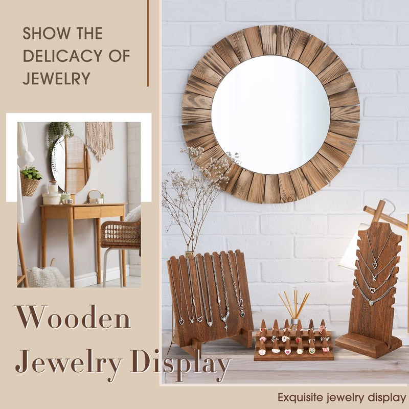 Jerify 4 Pieces Wood Necklace Display Holder Wood Plank Necklace