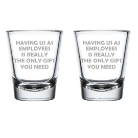 MIP Set of 2 Shot Glasses 1.75oz Shot Glass Gift Having Us As Employees Is Really The Only Gift You Need Funny For Boss