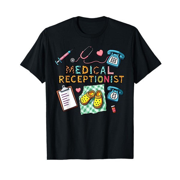 Retro Leopard Medical Receptionist Healthcare Worker Nursing T-Shirt