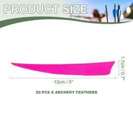 YELARXI Arrow Vanes Turkey Archery Arrows Feathers Fletching, 5 Inch Right Wing Fit for Hunting Target Shooting - Shield Cut (20Pcs, Pink)