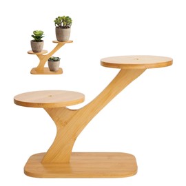 LAIPART Small Bamboo Plant Stand Indoor for 3 Tiers for Window Sill Table top Holder,for Home, Office, Living Room, Bedroom Decoration