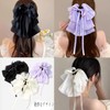 HAPVITAL Ruffled Ribbon, Hair Claw Large, Hair Ornament, Cute, Hair
