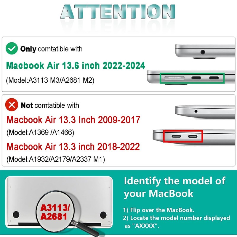 Compatible with MacBook Air 13 inch Case with M5 M4