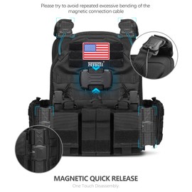 Feyachi TM 20 Magnetic Tactical Vest - Airsoft Vest MOLLE System Multifunctional Quick Release Vests Full Body Adjustable Magnetically Fixed One Button Disassembly