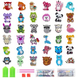 Diamond Painting Stickers DIY 5D Diamond Painting Pictures Diamond Pating for Children 36 Pieces Mini Small Animals Cartoon Diamond Drawings for from 5 Years Children Boys Girls Beginners Adults