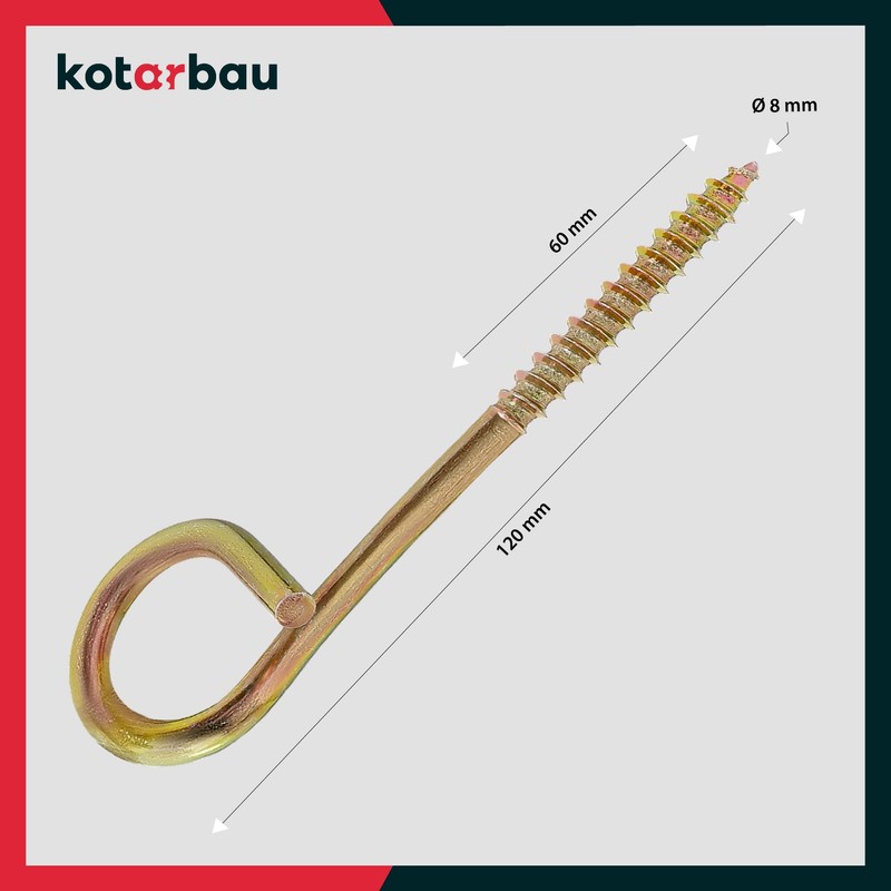 KOTARBAU® Set of 2 Swing Hooks M8 Wood Thread Wood