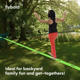 Flybold 57ft Slackline Kit - Slack Lines for Backyard for Kids and Adults with Tree Protectors, Carry Bag and Ratchet - Ninja Slackline Obstacle Course and Balance Rope for Core Strength Training