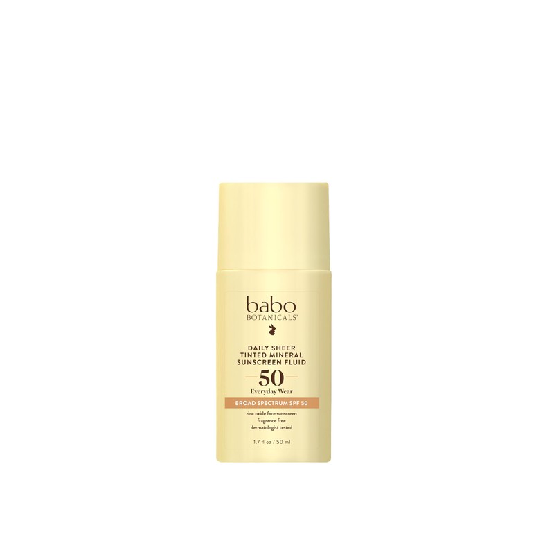 Babo Botanicals, Protector solar tintado mineral Daily Sheer Fluid SPF