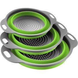 Unbranded Collapsible Colander Set of 3 Green