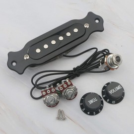 Unxuey Guitar Black 6 String Pre-Wired Sound Hole Single Coil Pickup Pickup Wiring Harness with Volume Controls for Cigar Box