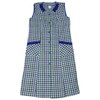Schuerzenfabrik Button Gown Women's Mixed Fabric Checked Apron Sleeveless Cooking
