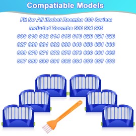 6 x filters for iRobot Roomba 600 Series 600 604 605 606 610 612 614 615 616 620 621 626 627 630 631 632 639 640 650 651 6660 6669 670 671 672 675 676 680 681 685 687 689 690 691 692 694 696 697 698