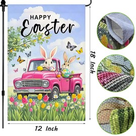 Easter Garden Flag 12x18 Inch Double Sided for Outside Small Burlap Holiday Bunny Yard Flag Outdoor Holiday Flag for Porch Patio Lawn Garden Decor