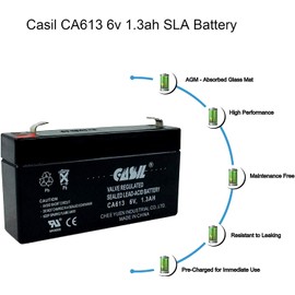 6v 1.3ah ge 600-1054-95r Simon xt Rechargeable AGM Sealed Lead Acid Battery by Casil CA613