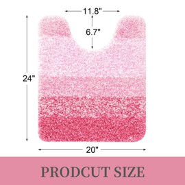 OLANLY Luxury Microfiber Toilet Mat U-Shaped, Extra Soft and Absorbent Bath Mat, Non-Slip Plush Shaggy Bathroom Rug, Machine Wash Dry, Contour Toilet Rugs for Toilet Base, 20x24, Pink