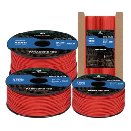 Kamu Synber 2mm Paracord 15M 100% Nylon Rope 1 Strand Type I Parachute Cord for Crafting, Outdoor, DIY, Camping | Support 45kg | Red