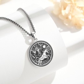 AEONSLOVE Nyx Goddess Necklace 925 Sterling Silver Greek Mythology Jewelry Moon Goddess Pendant Vintage Greek Jewelry Gifts for Women