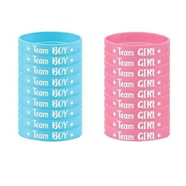 Losuya 24 Stück Gender Reveal Armband Team Boy und Team Girl Silikon Armbänder Geschlecht Offenbarung Etiketten für Babyparty Party Supplies