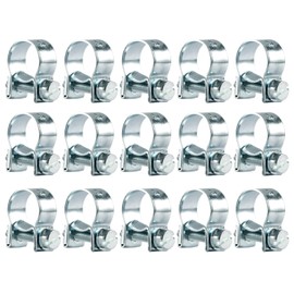 Hose Clips 12-14mm Hose Clamps 15Pcs Steel Pipe Repair Clamp Mini Petrol Fuel Line Clamps Perfect for Securing Small Diameter Hoses Iron Galvanized Non-Stainless Steel Material