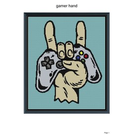 Gamer hand blanket pattern, 50x60", written and graph pattern included