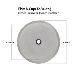1 Pack French Press Filter, Mesh Filter, 4 Inch Stainless Steel French Press Replacement Screen for Press Coffee Makers, Tea Machine (1)