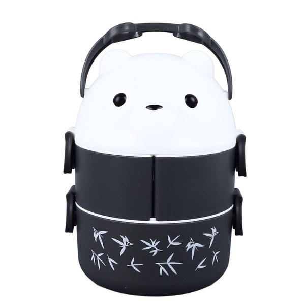 Leapiture 2 Layer Panda Box Round Lunch Box Cute Design