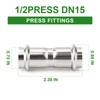 TAISHER 10PCS 304 Stainless Steel Press Fittings,1/2" Press Slip Coupling,No