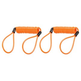 M METERXITY 2pcs Disc Lock Security Steel Cable Plastic Sheath Spring Reminder Wire Anti-Theft Rope for Outdoor Protection 3.5mm x 1.2m Orange