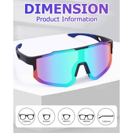 FAOKZE Fast Glasses Rave, Mirrored Sports Glasses, Cycling Glasses, Polarised Sports Sunglasses for Men and Women with UV400 Protection, Cycling Glasses for MTB, Cycling, Running, Ski