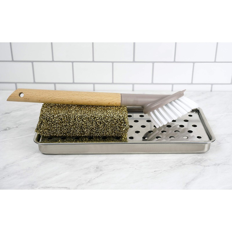 RSVP International Cleaning Collection Stainless Steel Sink Tray, 9.75x4.75x0.75"