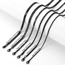 KLIFOWDY 3 Pieces Chains for Men Silver/Black/Gold Men's Necklace, 316L Solid Cuban Stainless Steel Hypoallergenic Chain and Men's Chain Jewellery Gifts 40/45/50/55/60 cm, Stainless Steel, No Gemstone