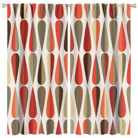 JESTRONRY Mid Century Curtains,Modern Abstract Triangular Retro Design Room Darkening Door Window Rod Pocket Curtain for Living Room Bedroom Kitchen Bathroom 42x45in