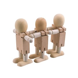 HSOMiD Cute Fidget Wood Robot Block Action Figures Model Theme, Birthday Party Gift - 3 Pack