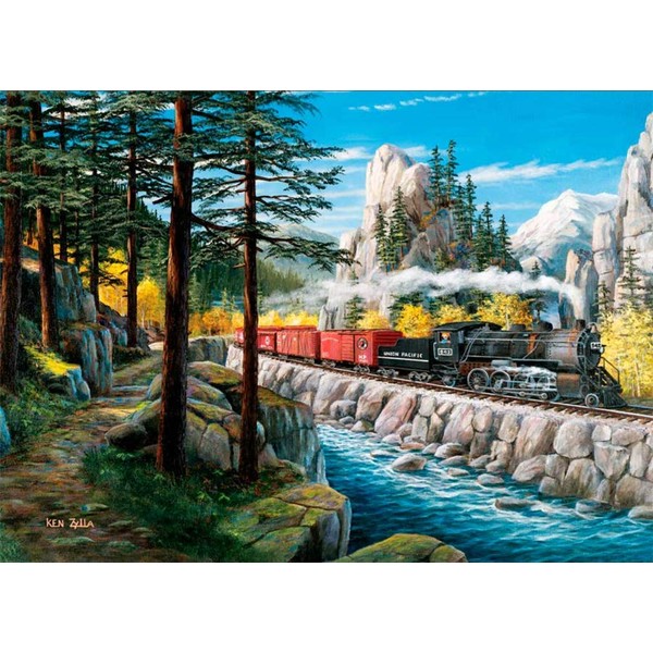 DIY Paint by Numbers Kits, Amiiba Steam Train, Alpine Pine Forest River 16x20 inch Acrylic Painting by Number Wall Art Crafts (Train, Without Frame)