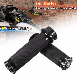 Unbranded 1" CNC Hand Grips Motorcycle Handlebar For Harley Electra Street Road Glide King