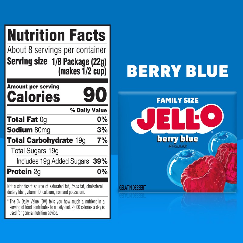 JELL-O Berry Blue Gelatina postre Mix (6 oz caja)