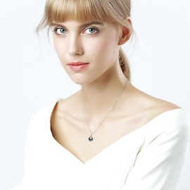 14K White Gold Simulated Black Freshwater Cultured Pearl Necklaces for Women, Jewelry Gifts for Her, 18 Inches