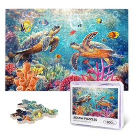 Sea Turtle Puzzles for Adults 1000 Pieces Ocean Beach Turtle Jigsaw Puzzle Seascape Animal Art Wooden Puzzle for Challenging Family Activity Games