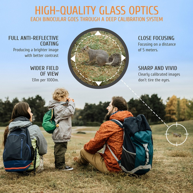 BeBison Binoculars for Kids - 8x21 High Resolution Real Optics