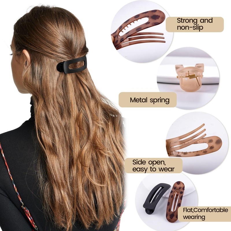 Cptots 8 Pcs Large Lay Flat Claw Clips for Women
