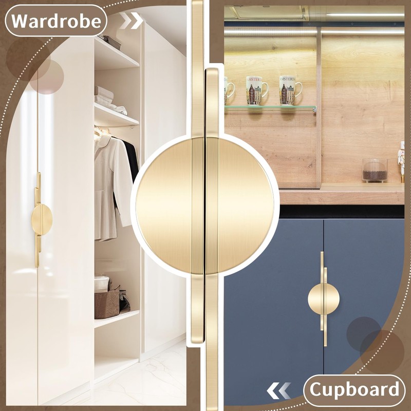 Wobekuy Pack of 2 Cabinet Handles Gold Handles for Kitchen
