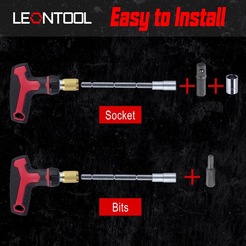 LEONTOOL T-Handle Ratchet Wrench Screwdriver Set of 18 T-Handle Ratchet