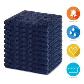Set of 10 Flannels 30 x 30 cm Terry Towel Elena Navy