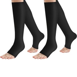 2 Pair Compression Socks Plantar Fasciitis Socks Arch Support Foot Socks Skin Protection High Support Stockings for Men Women (XXL, Black)