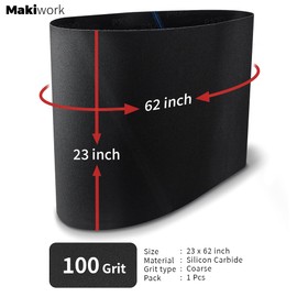 Drum Sander Feed Belt Conveyor Compatible With Performax 22-44 Pro Drum Sander - 23" x 62" Silicon Carbide Feed Belt, 100 Grit